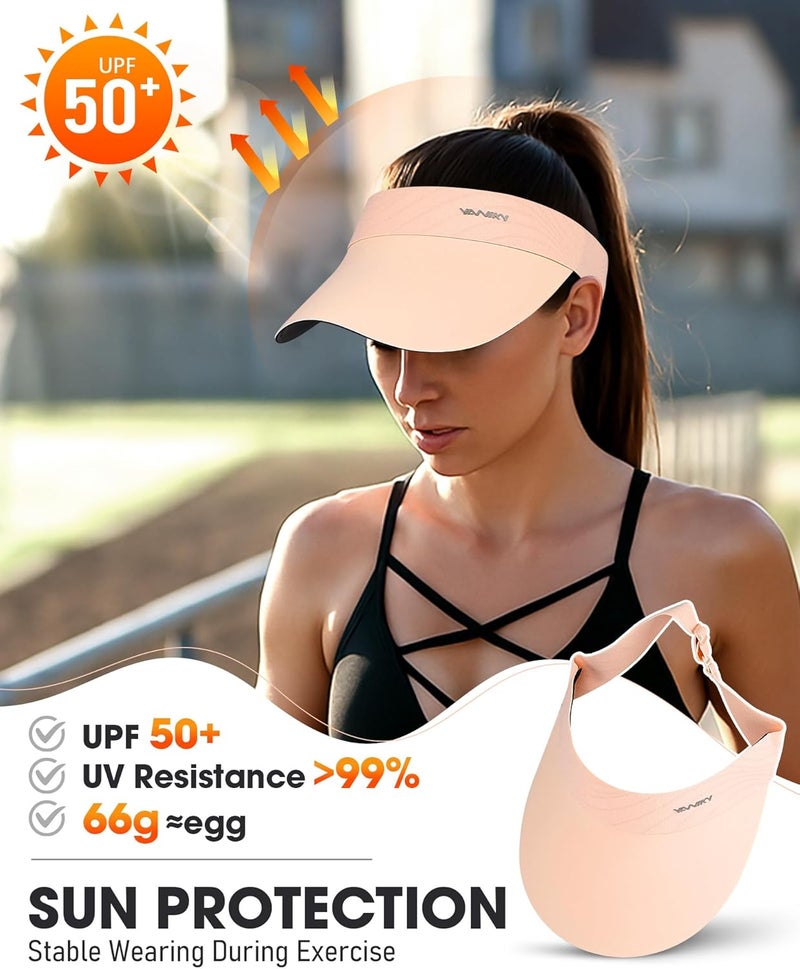 YANIKY Sun Visor Hat for Women,UPF50+ Seamless Sun Hats Men Women Lightweight Sports Cap Stretchy Ponytail Hat for Outdoor - Image 3